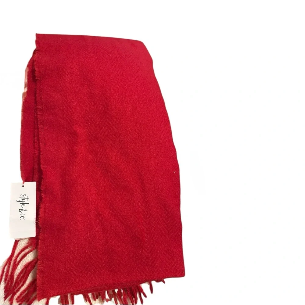 NWT Style & Co Unisex Red‎ Scarf Herringbone Weave Soft Gifts Stocking Stuffer